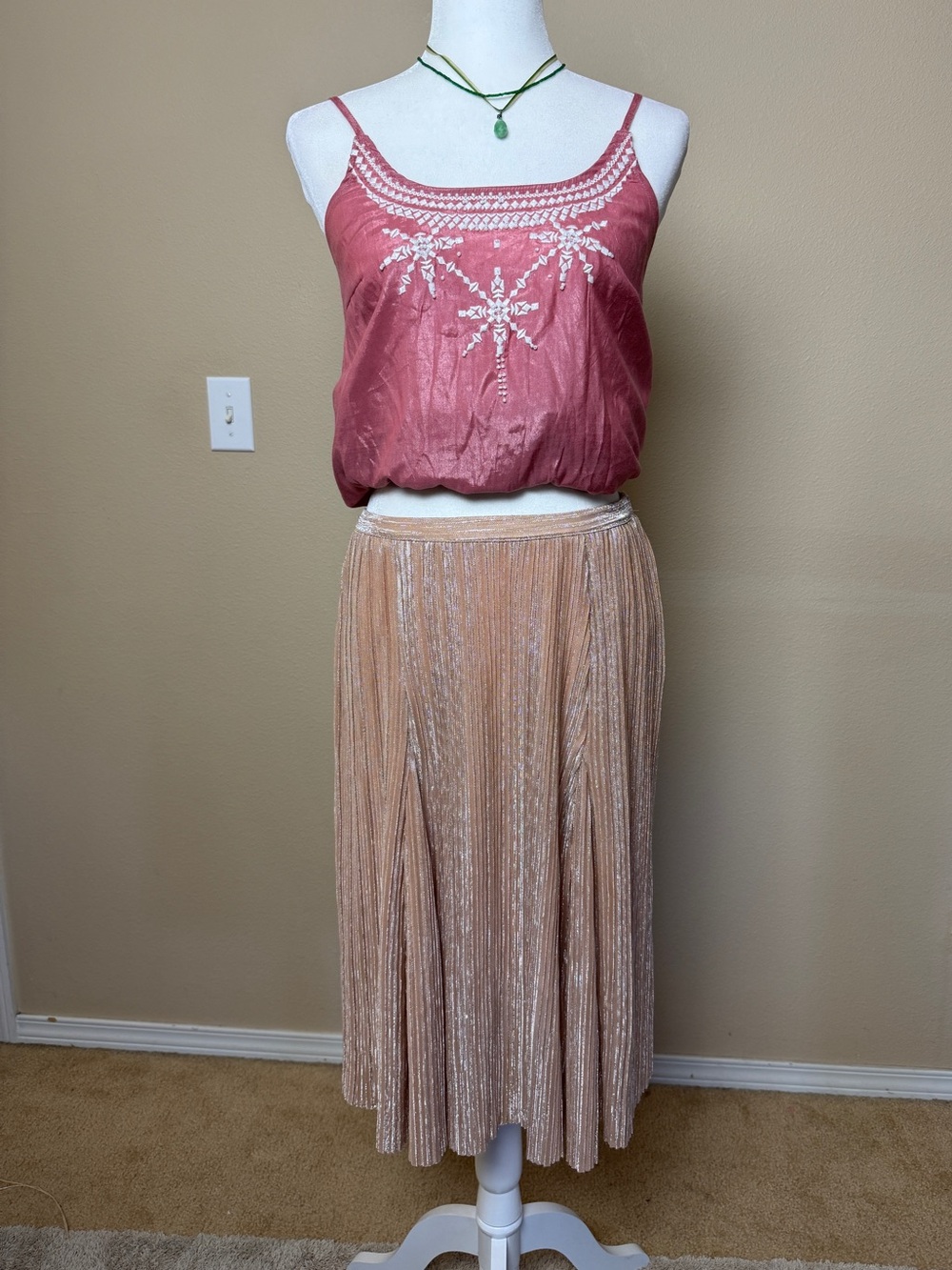 Anthropology Maeve Rose Gold Skirt Size XS